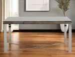 80" Clear And Silver Solid Wood And Stainless Steel Trestle Base Dining Table