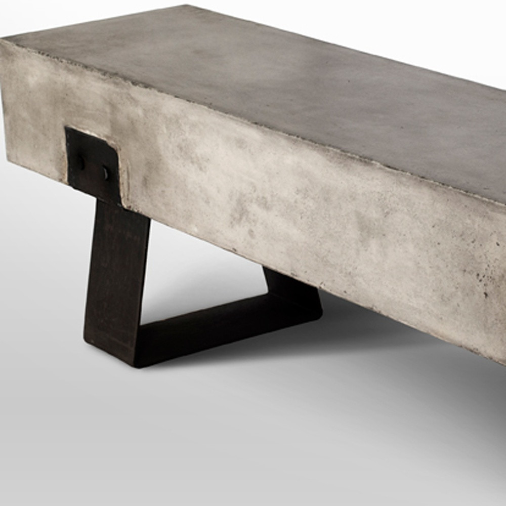75" Gray and Black Metal and Concrete Indoor Outdoor Bench - Image 8