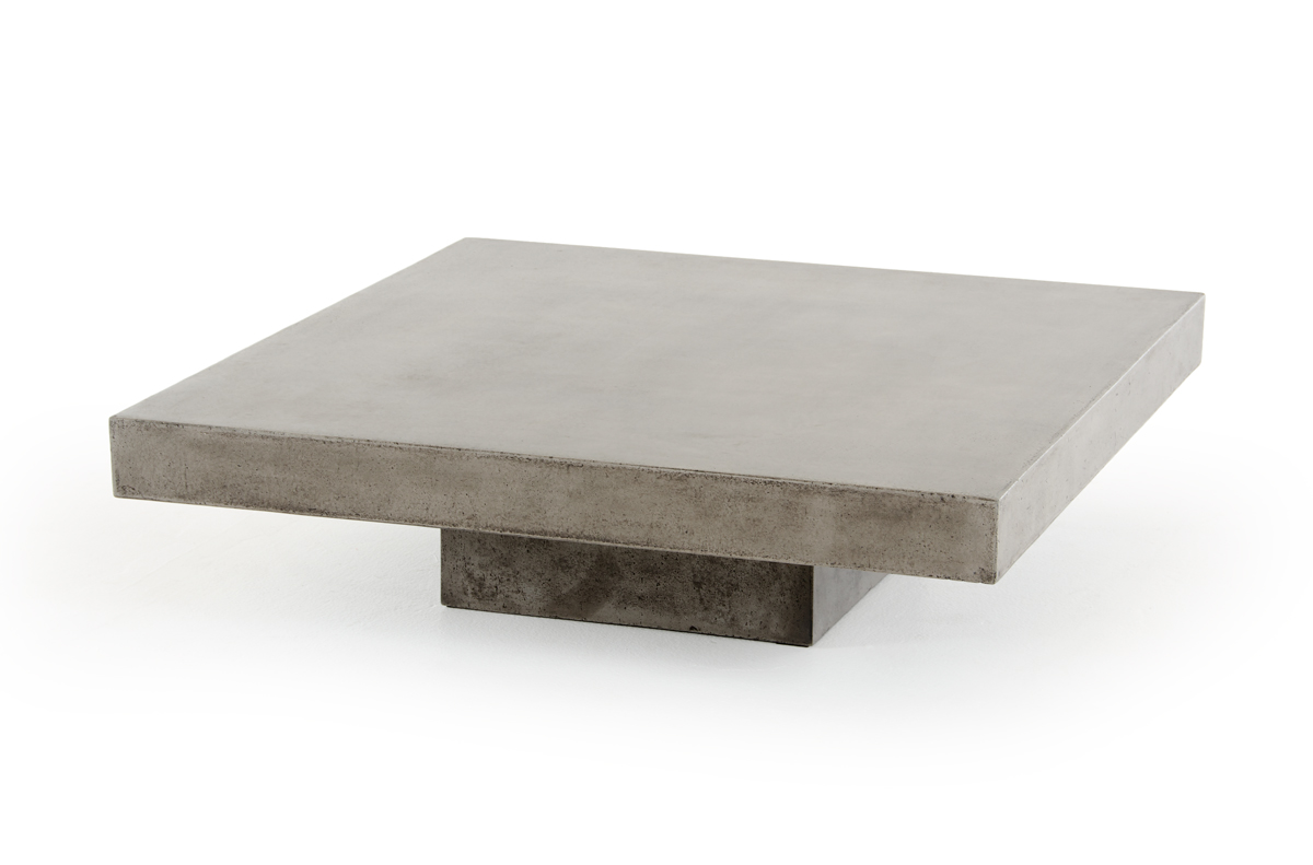 43" Gray and Dark Gray Concrete Square Block Coffee Table - Image 3