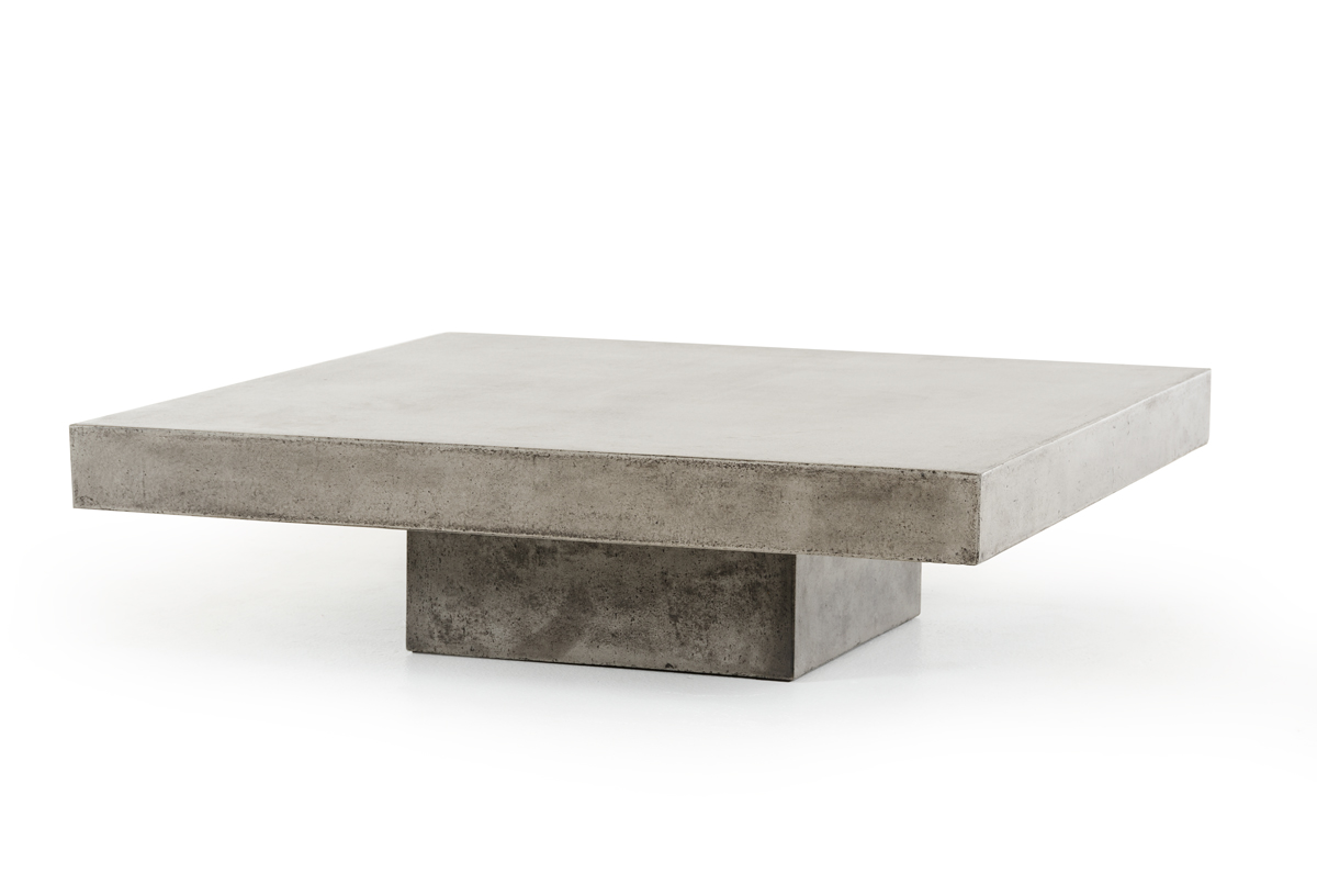 43" Gray and Dark Gray Concrete Square Block Coffee Table - Image 4
