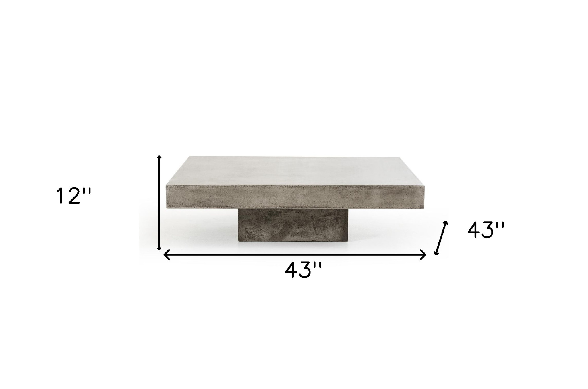 43" Gray and Dark Gray Concrete Square Block Coffee Table - Image 7