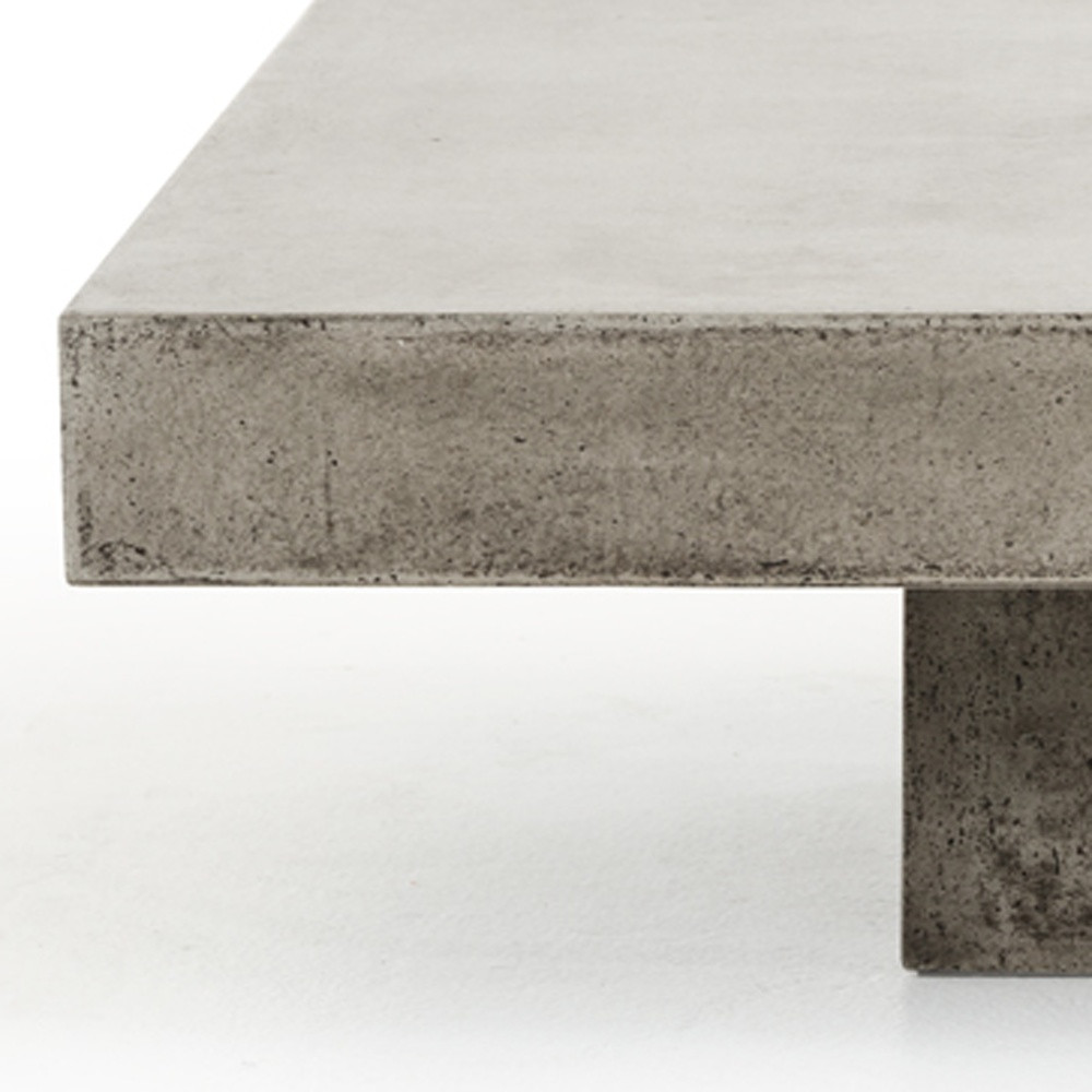43" Gray and Dark Gray Concrete Square Block Coffee Table - Image 6