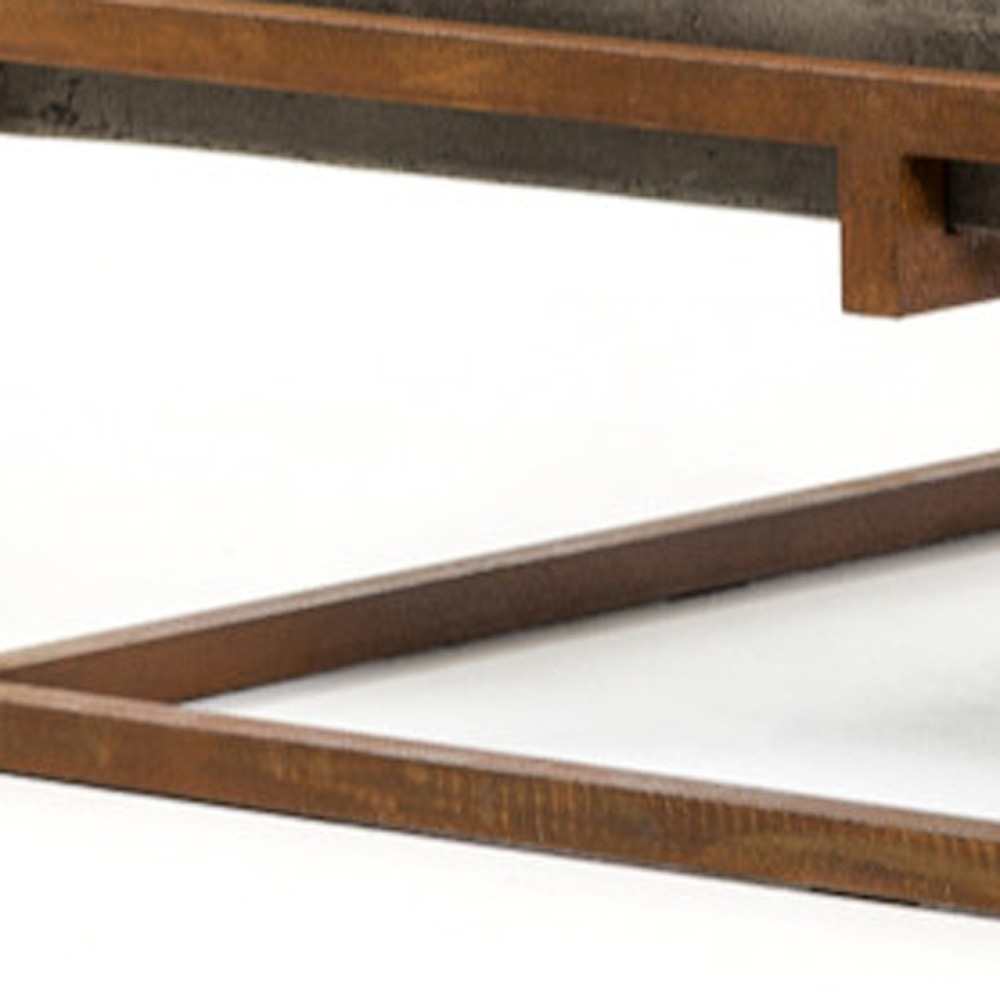 42" Dark Gray and Rust Concrete And Iron Square Abstract Coffee Table - Image 5