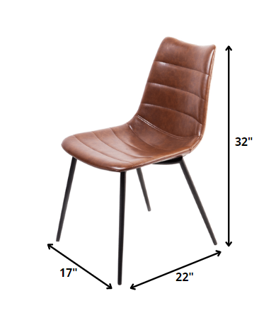 Set of Two Brown and Black Upholstered Faux Leather Dining Side Chairs - Image 6