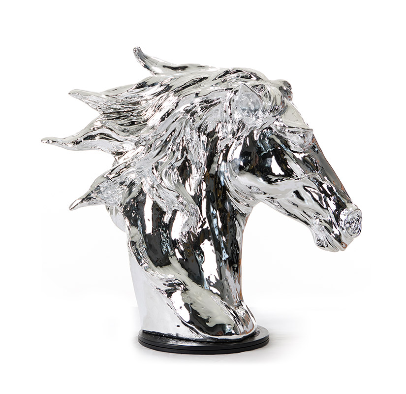 11" Silver Glass Figurine Tabletop Sculpture - Image 4
