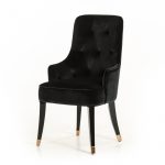 Black Upholstered Velvet Wing Back Dining Arm Chair