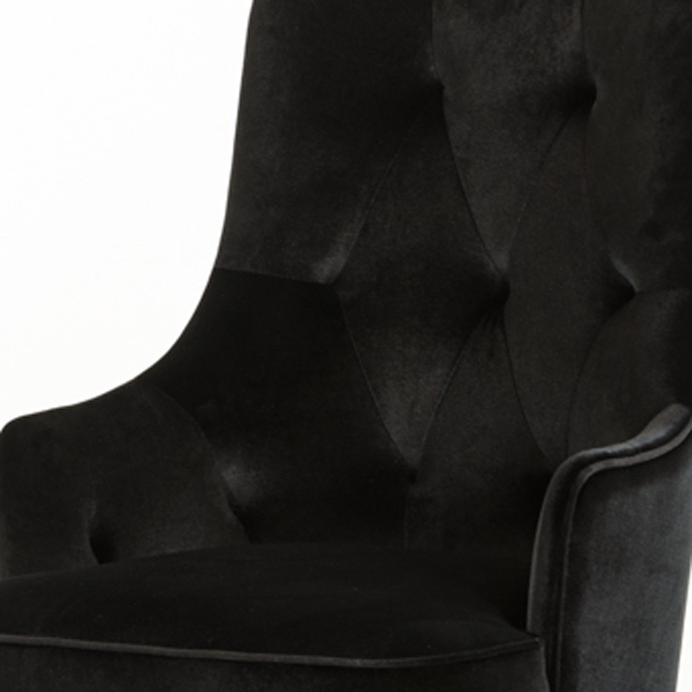 Black Upholstered Velvet Wing Back Dining Arm Chair - Image 5