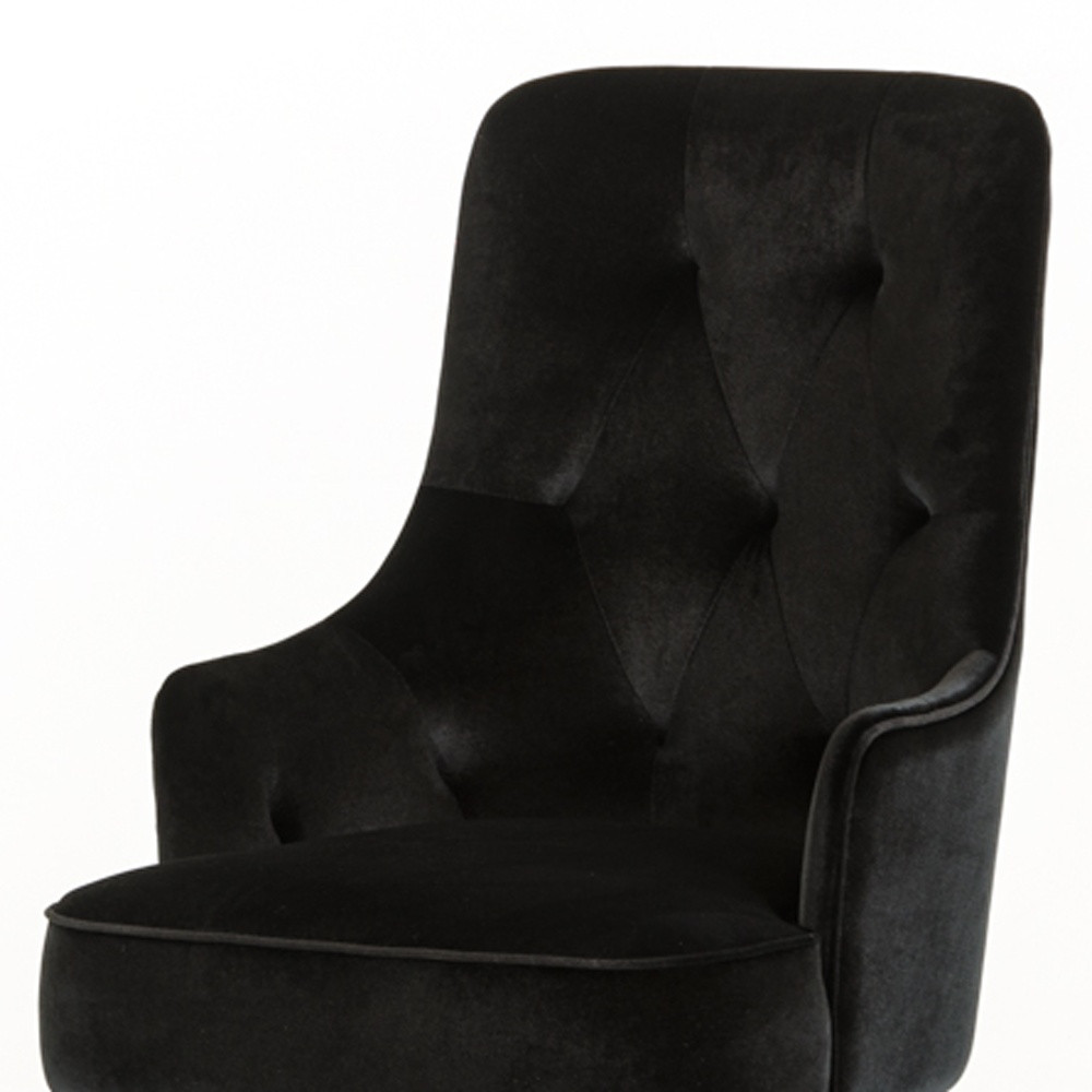 Black Upholstered Velvet Wing Back Dining Arm Chair - Image 6