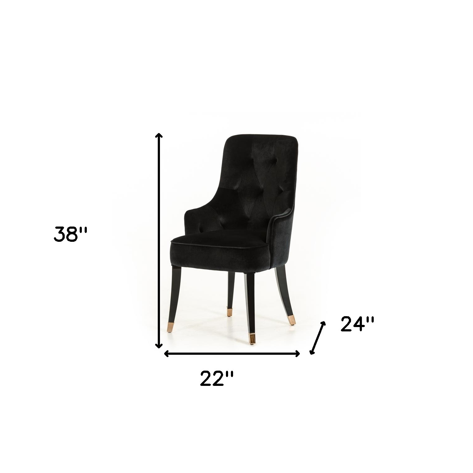 Black Upholstered Velvet Wing Back Dining Arm Chair - Image 8