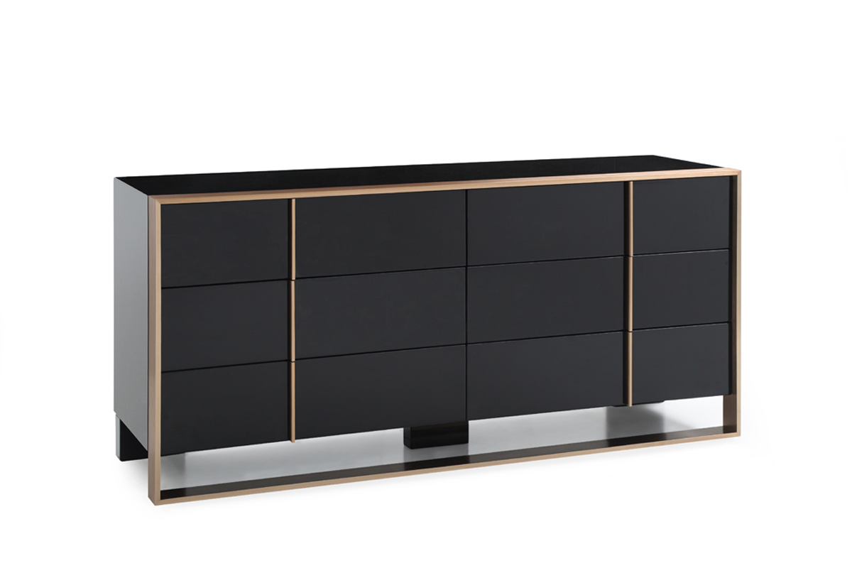 29" Black And Brushed Bronze Dresser - Image 2