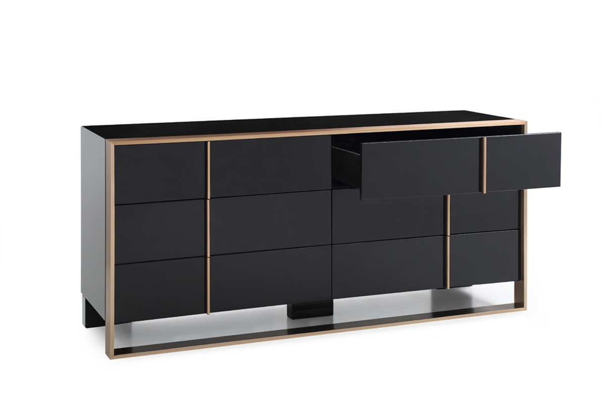 29" Black And Brushed Bronze Dresser - Image 3