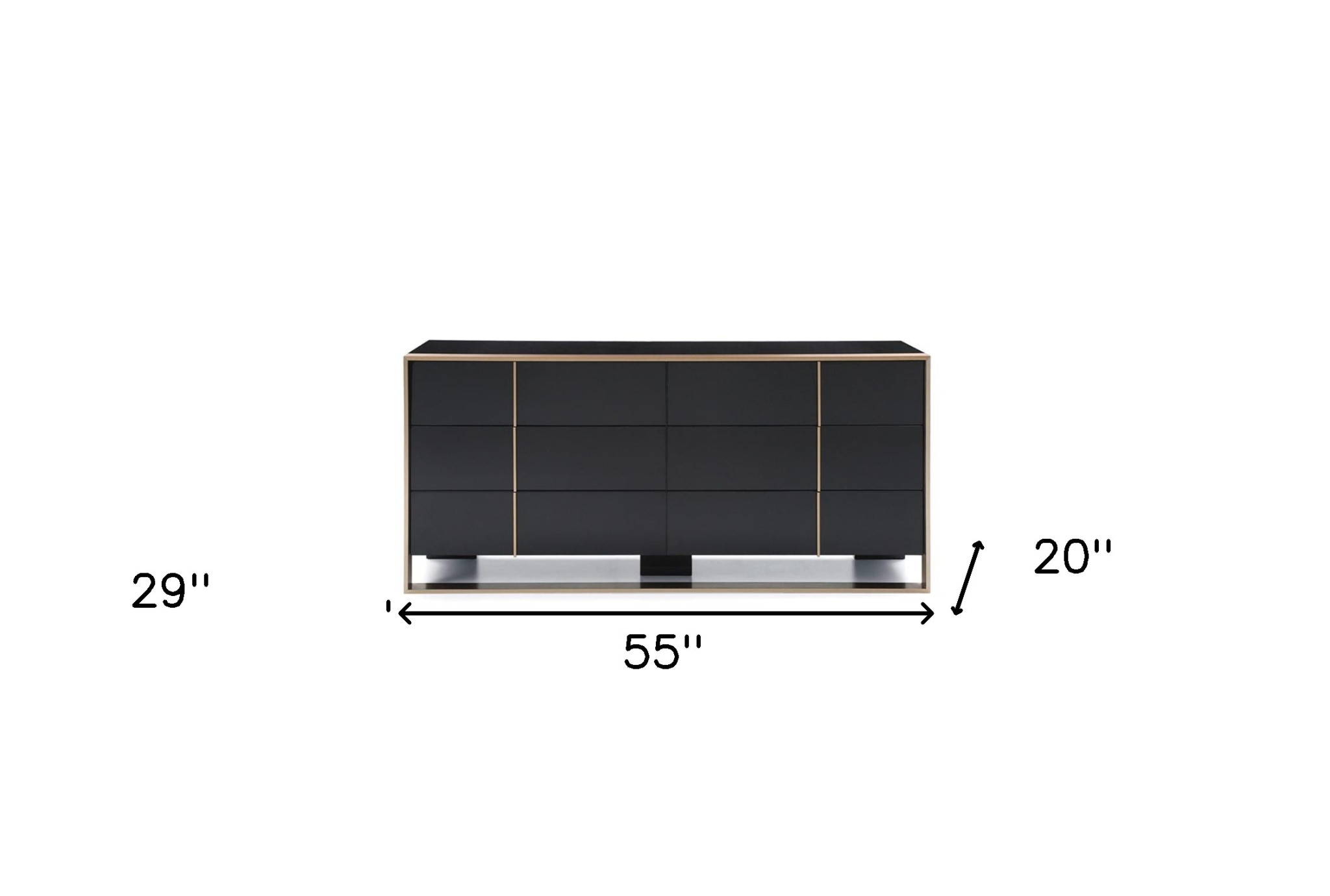 29" Black And Brushed Bronze Dresser - Image 8