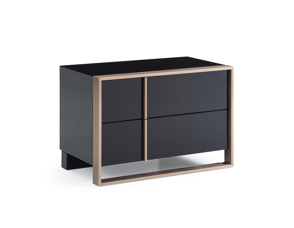 20" Black Wood Two Drawer Nightstand - Image 3