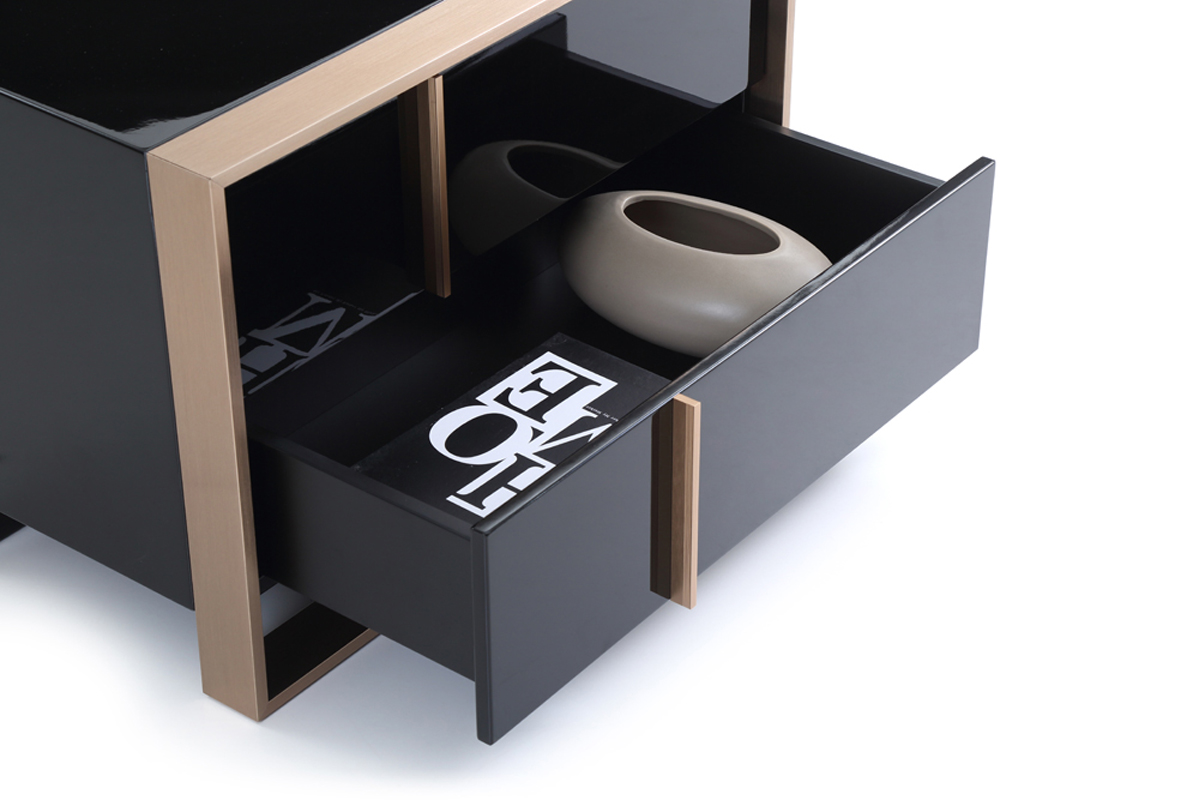 20" Black Wood Two Drawer Nightstand - Image 6