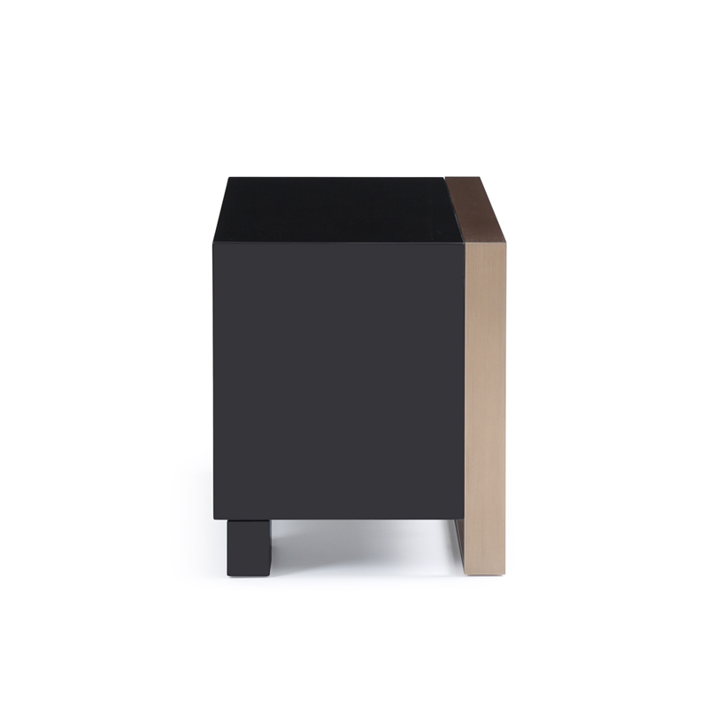 20" Black Wood Two Drawer Nightstand - Image 5