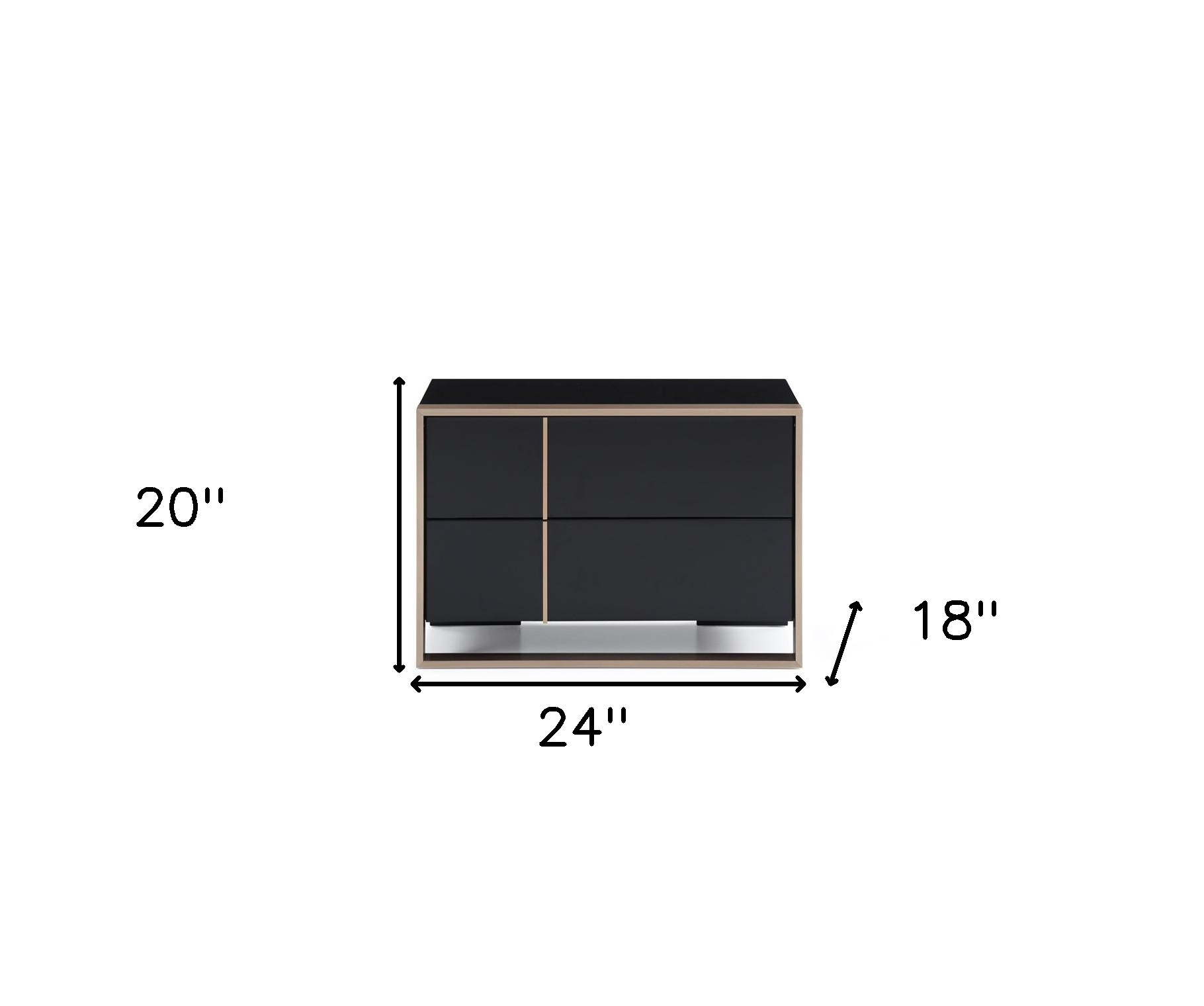 20" Black Wood Two Drawer Nightstand - Image 9