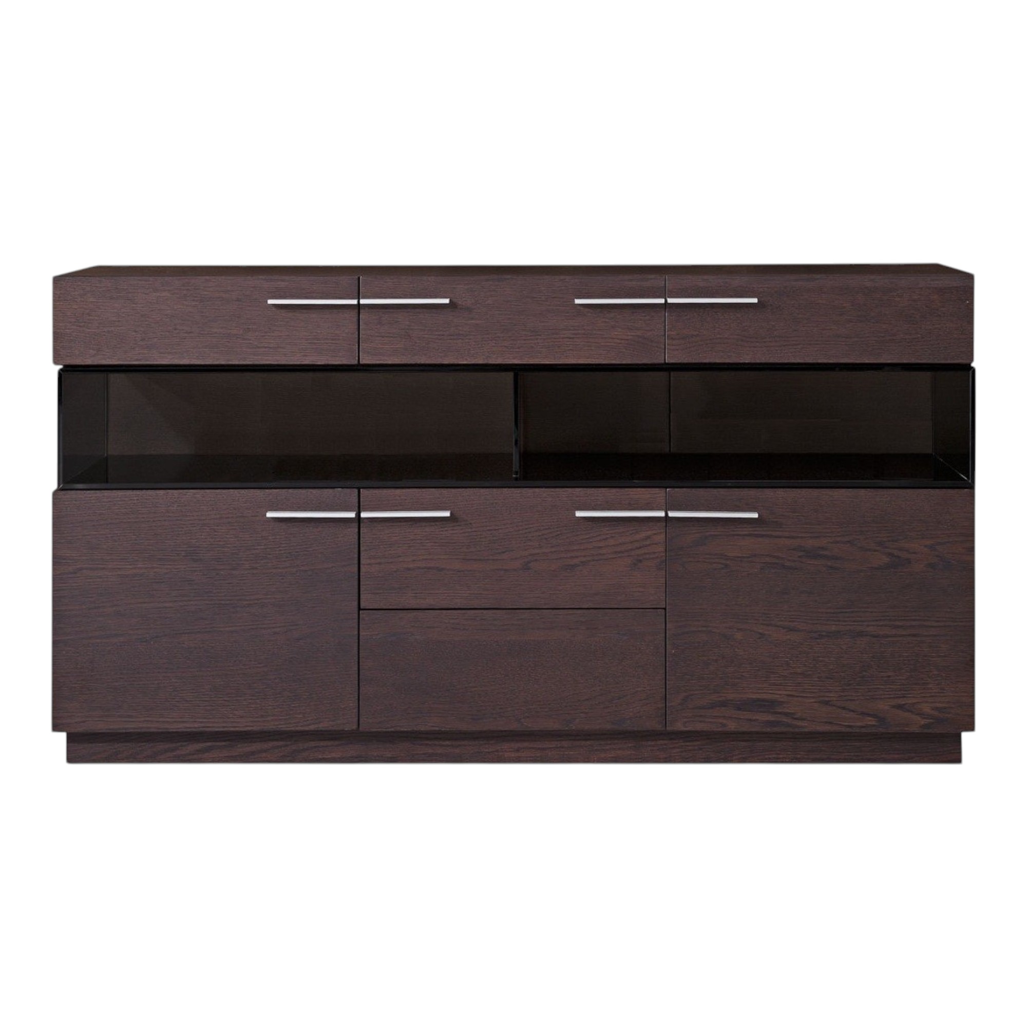 59" Brown Solid Wood Sideboard with Glass Doors - Image 2