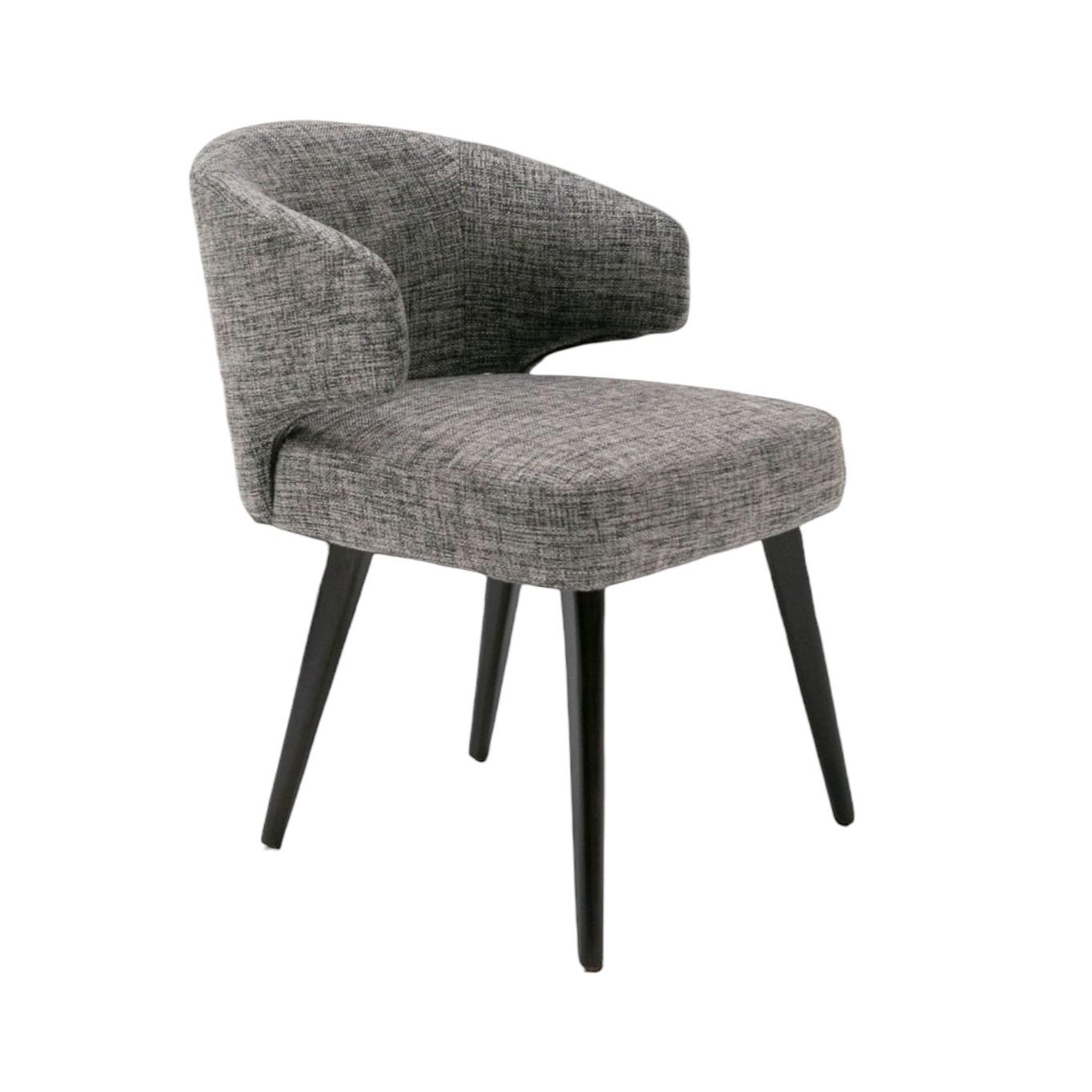 Gray and Black Upholstered Fabric Wing Back Dining Arm Chair - Image 3