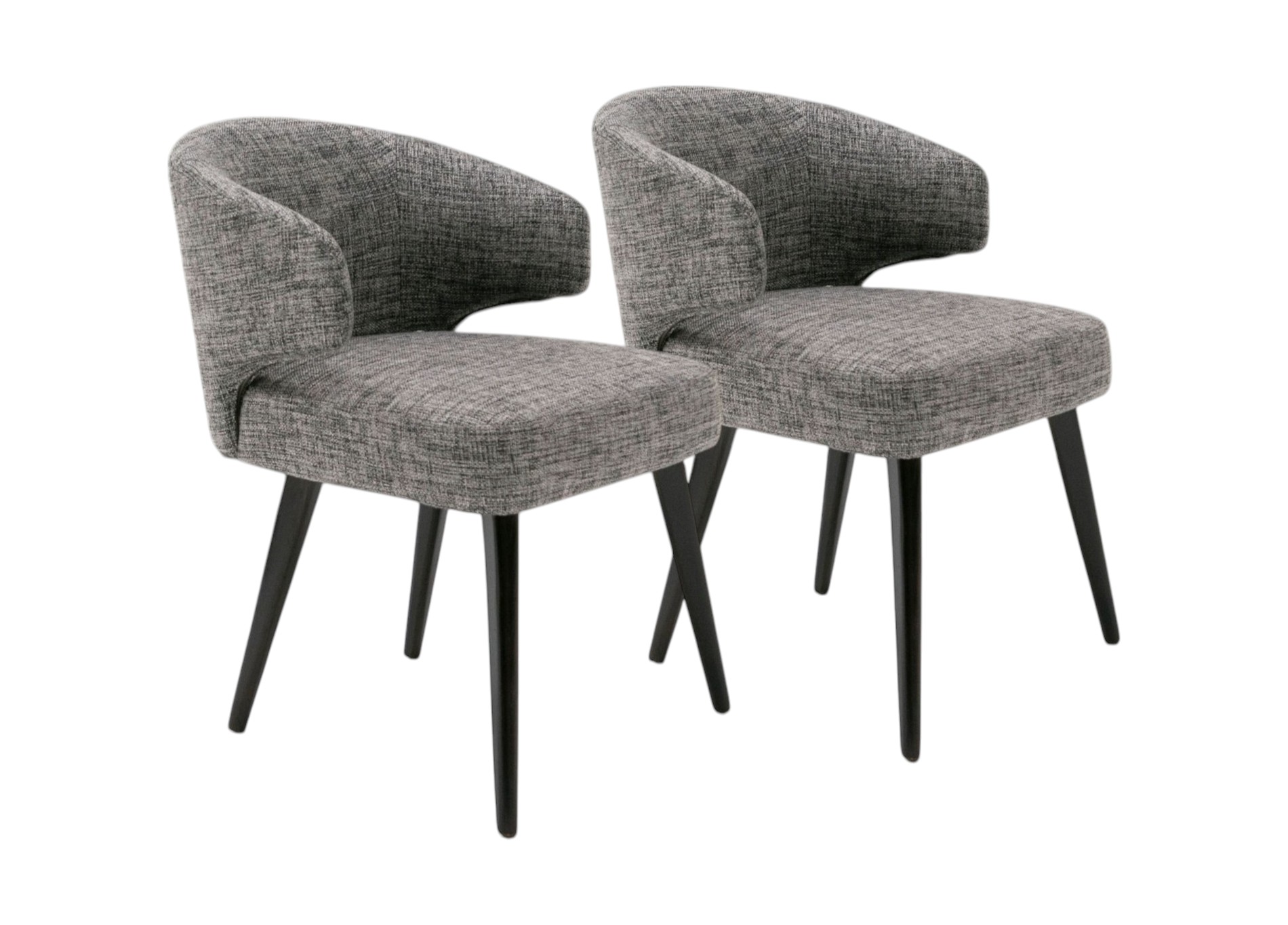 Gray and Black Upholstered Fabric Wing Back Dining Arm Chair - Image 2