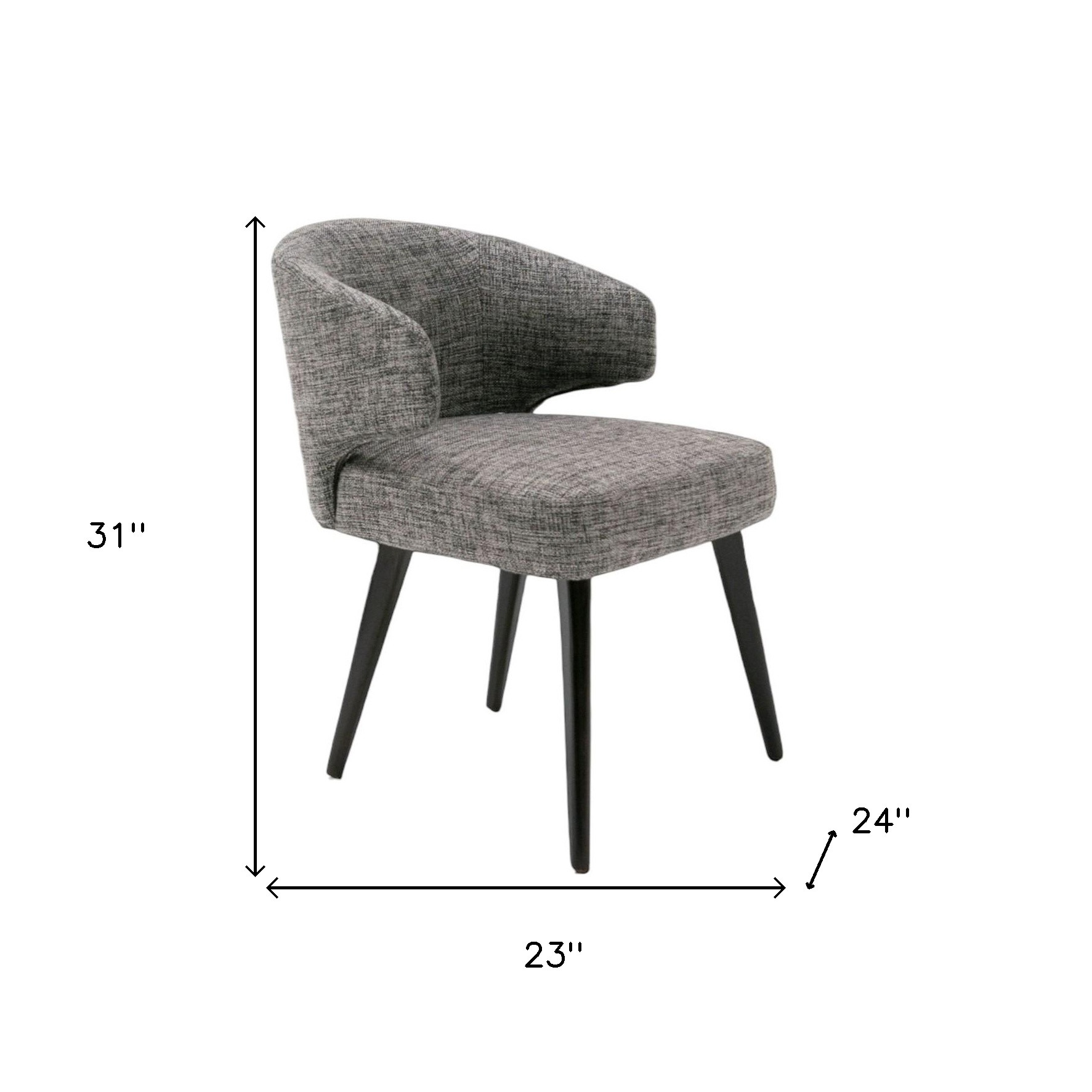 Gray and Black Upholstered Fabric Wing Back Dining Arm Chair - Image 8