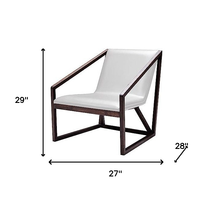 27" Gray And Brown Faux Leather Lounge Chair - Image 6