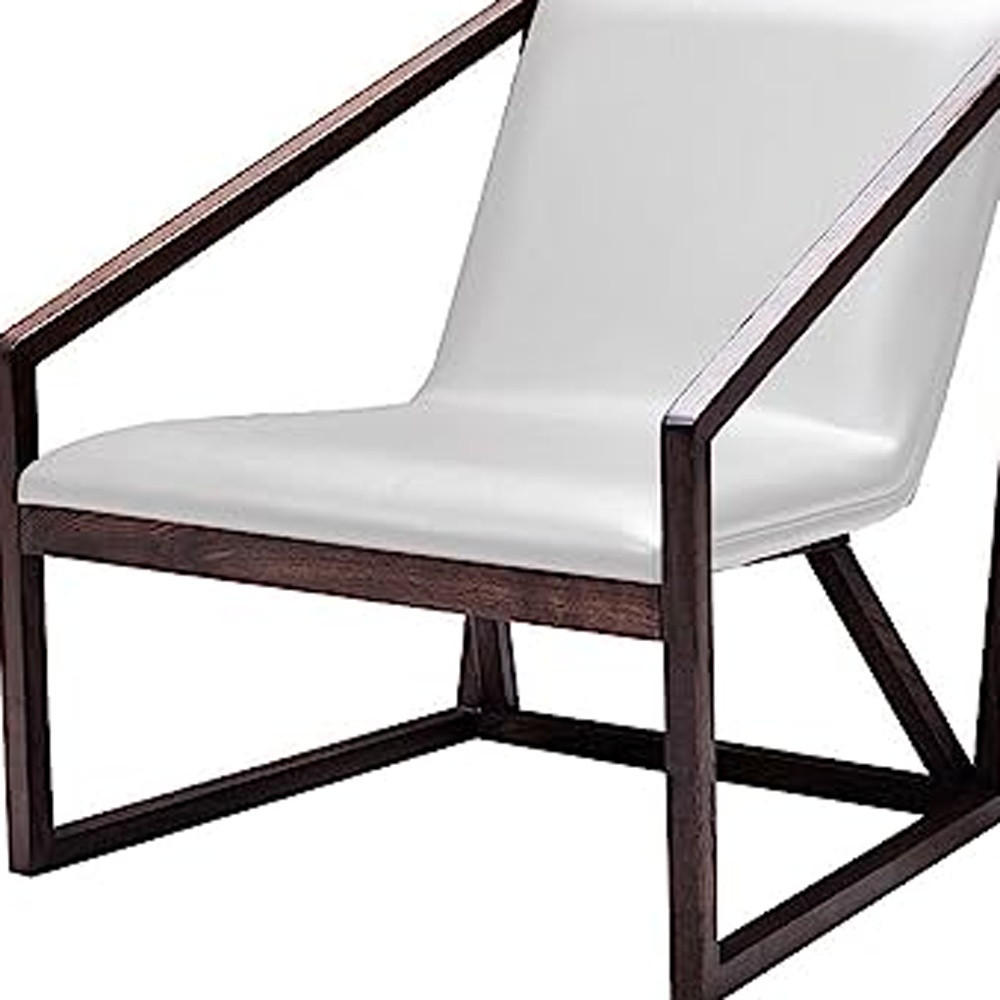 27" Gray And Brown Faux Leather Lounge Chair - Image 5