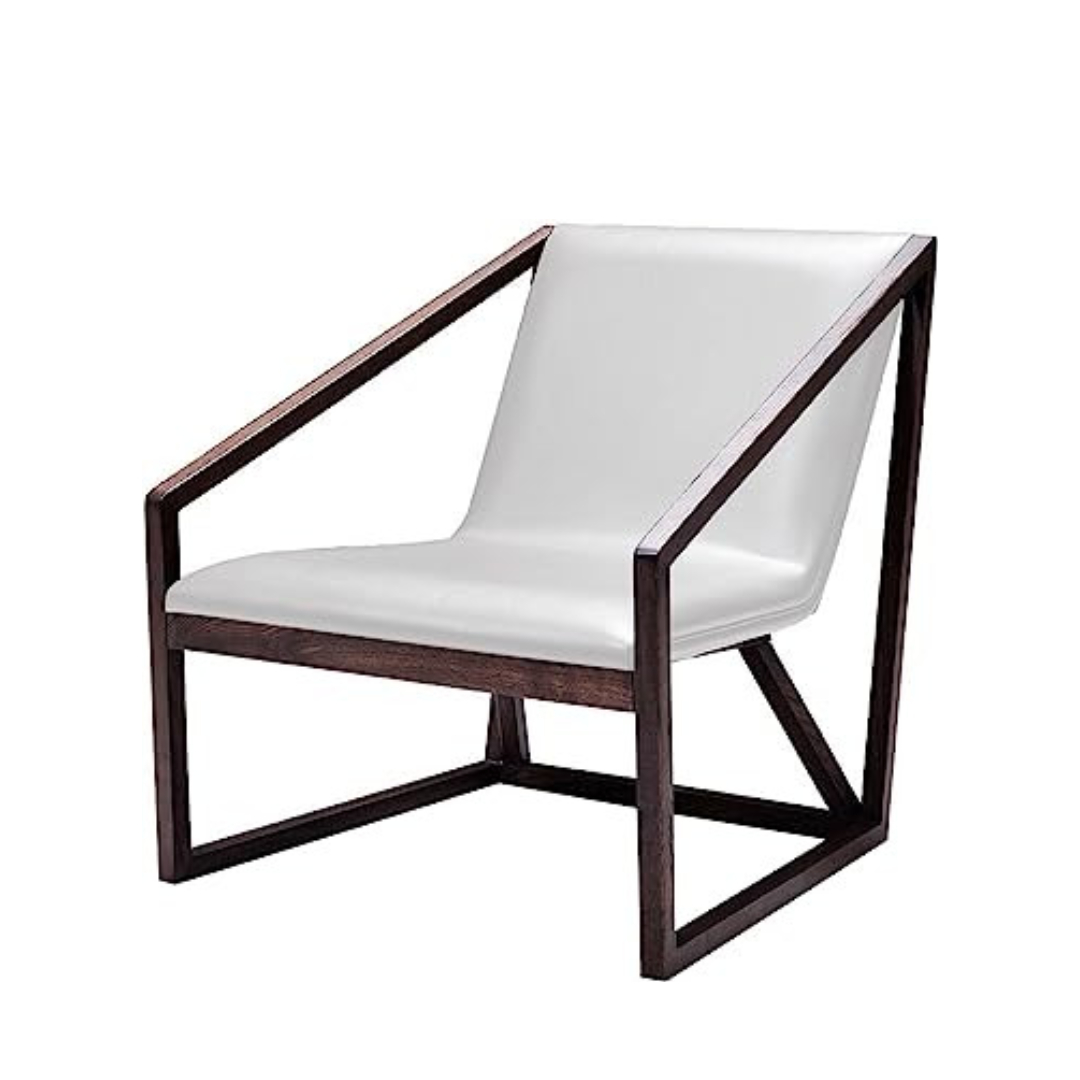 27" Gray And Brown Faux Leather Lounge Chair - Image 3