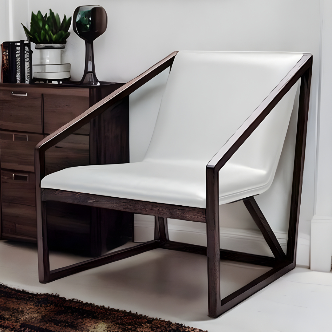 27" Gray And Brown Faux Leather Lounge Chair - Image 2