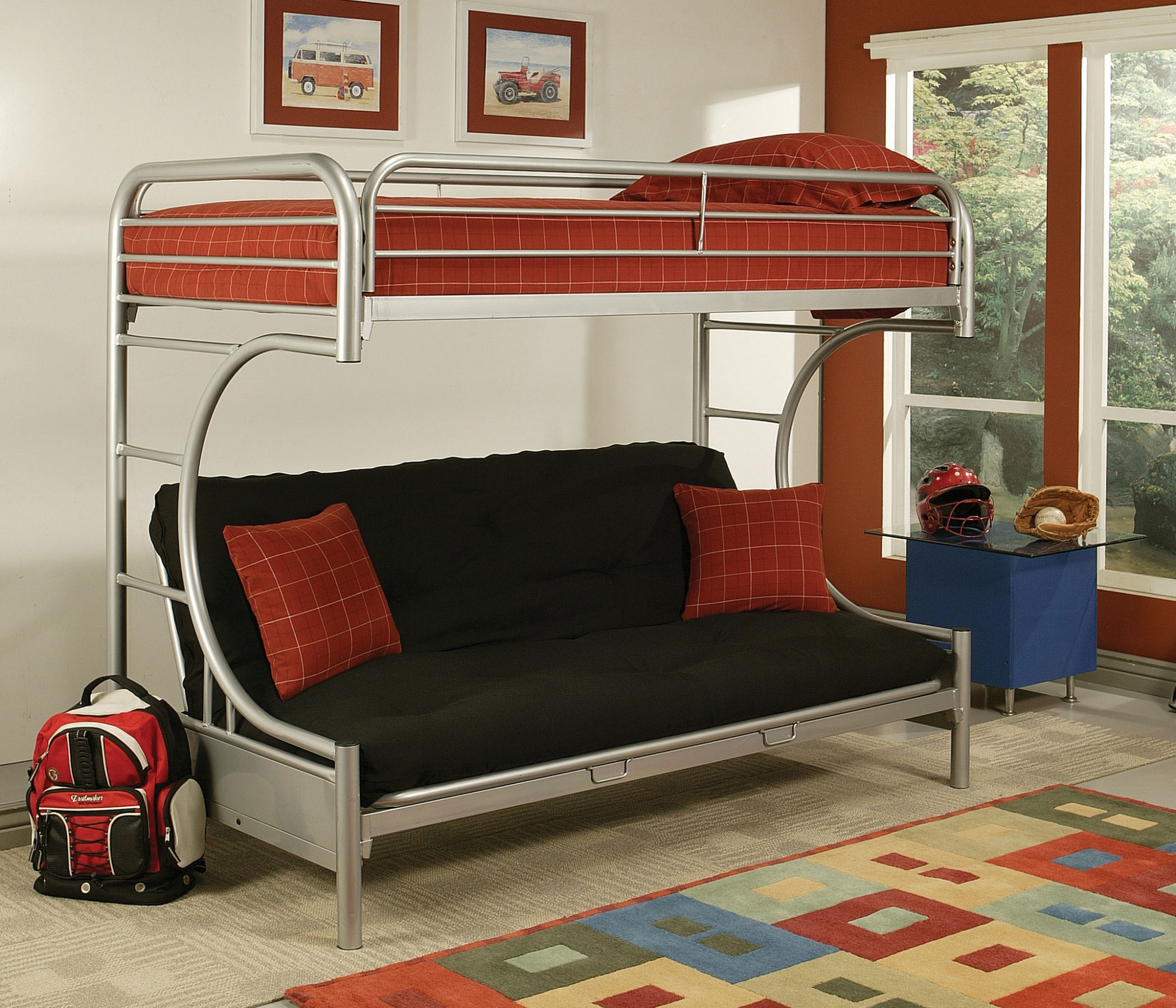 78" X 41" X 65" Twin Over Full Silver Metal Tube Bunk Bed - Image 5