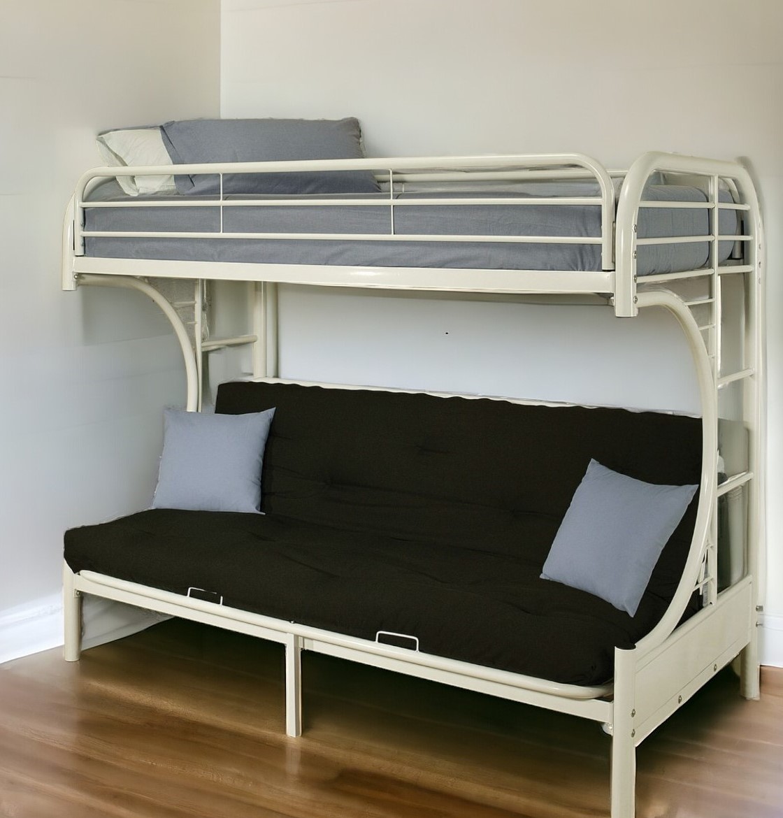 White Twin Contemporary Metal Bunk Bed - Image 2
