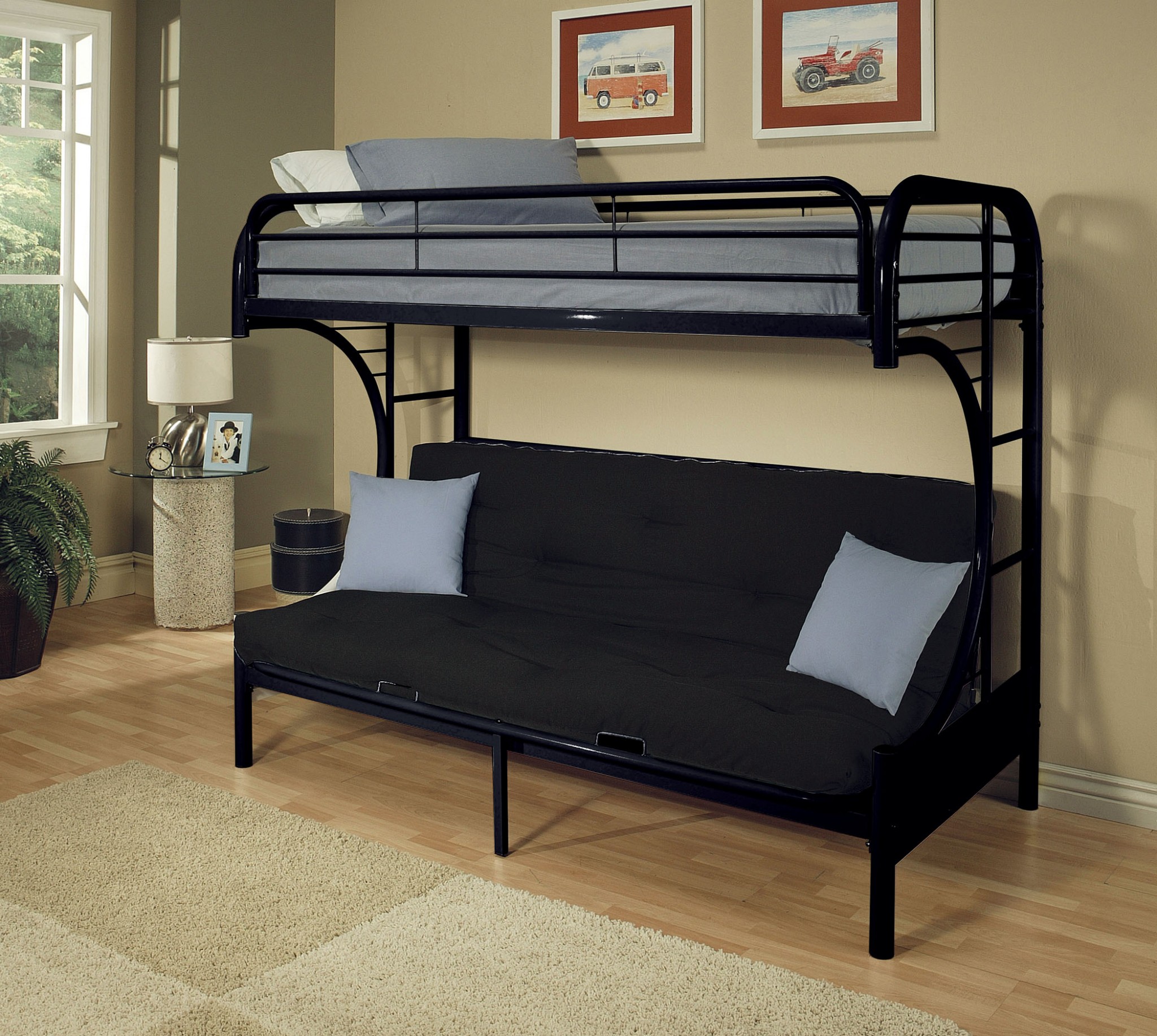 Black Twin Over Queen Bunk Bed - Image 5