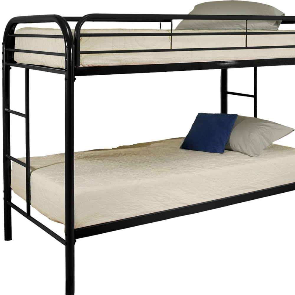 Black Twin Over Twin Metal Bunk Bed - Image 4