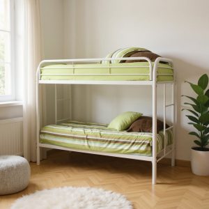 White Twin Over Twin Metal Bunk Bed