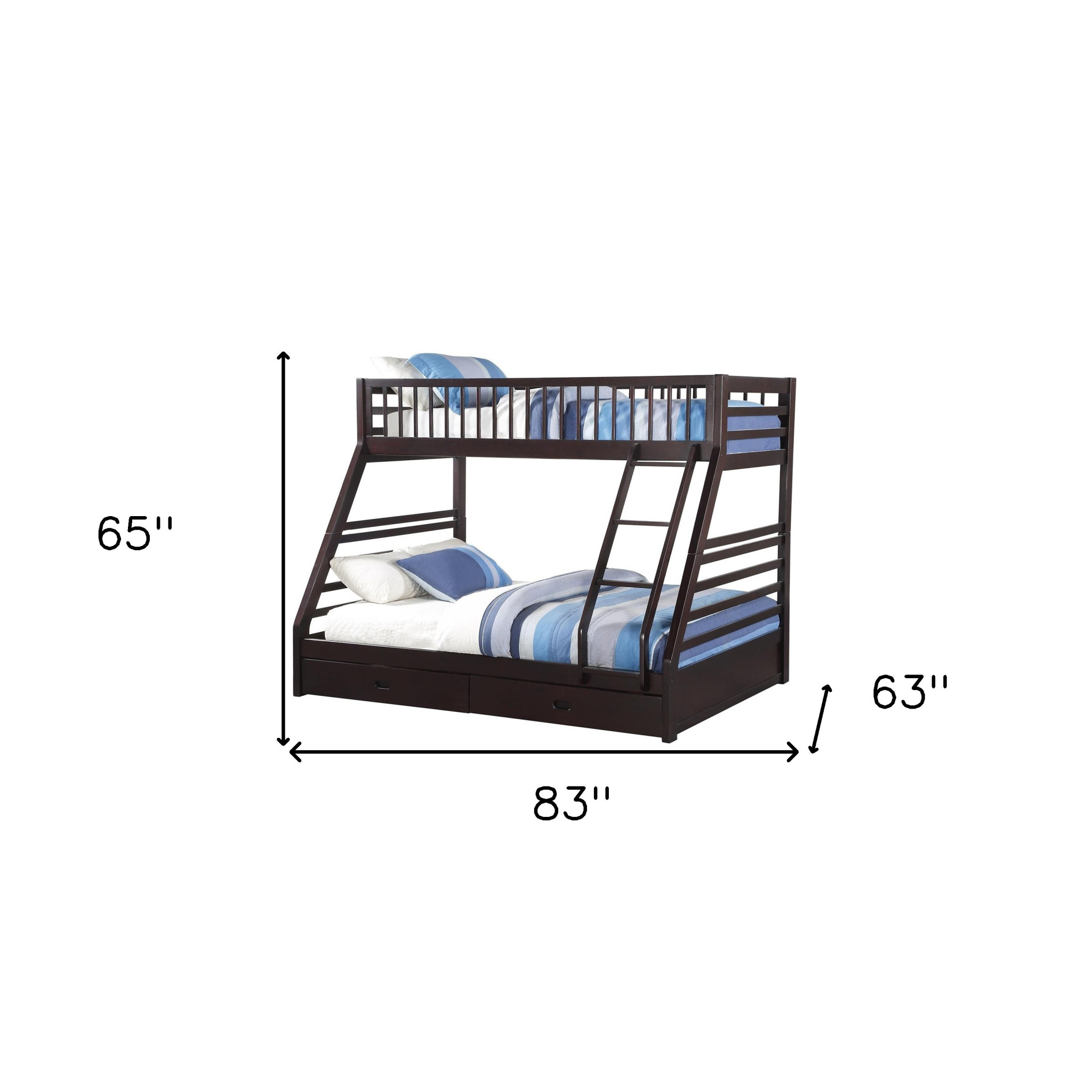 Espresso Twin Over Queen Solid Wood Bunk Bed With Storage - Image 6