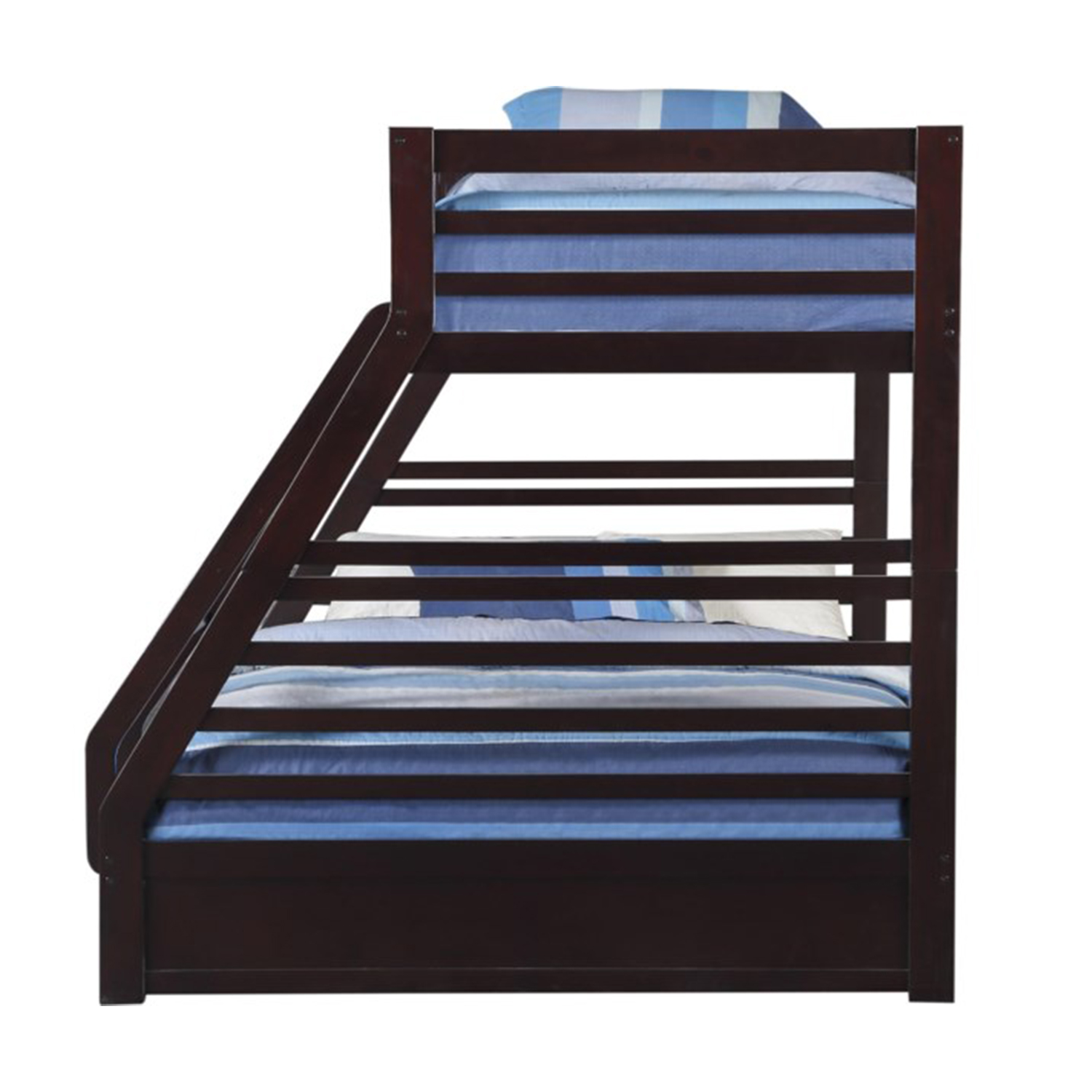 Espresso Twin Over Queen Solid Wood Bunk Bed With Storage - Image 3