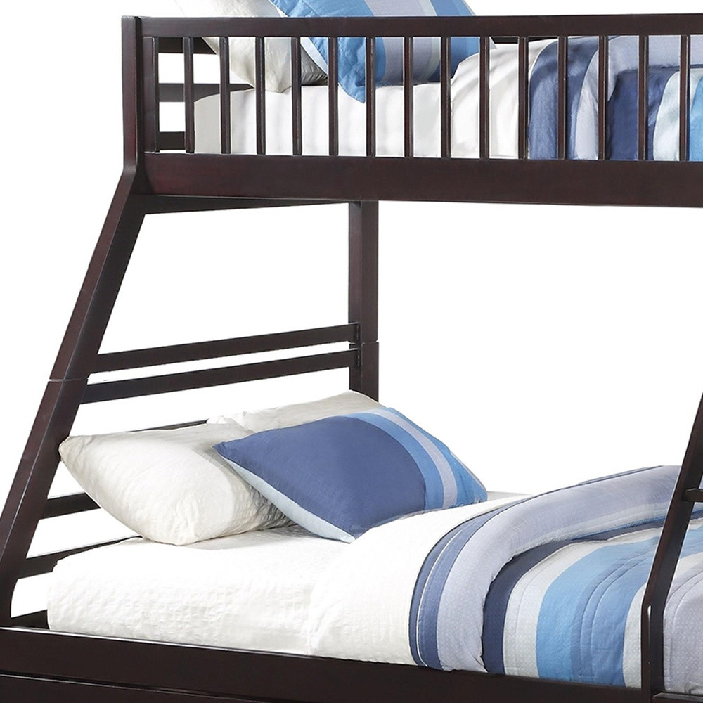 Espresso Twin Over Queen Solid Wood Bunk Bed With Storage - Image 4