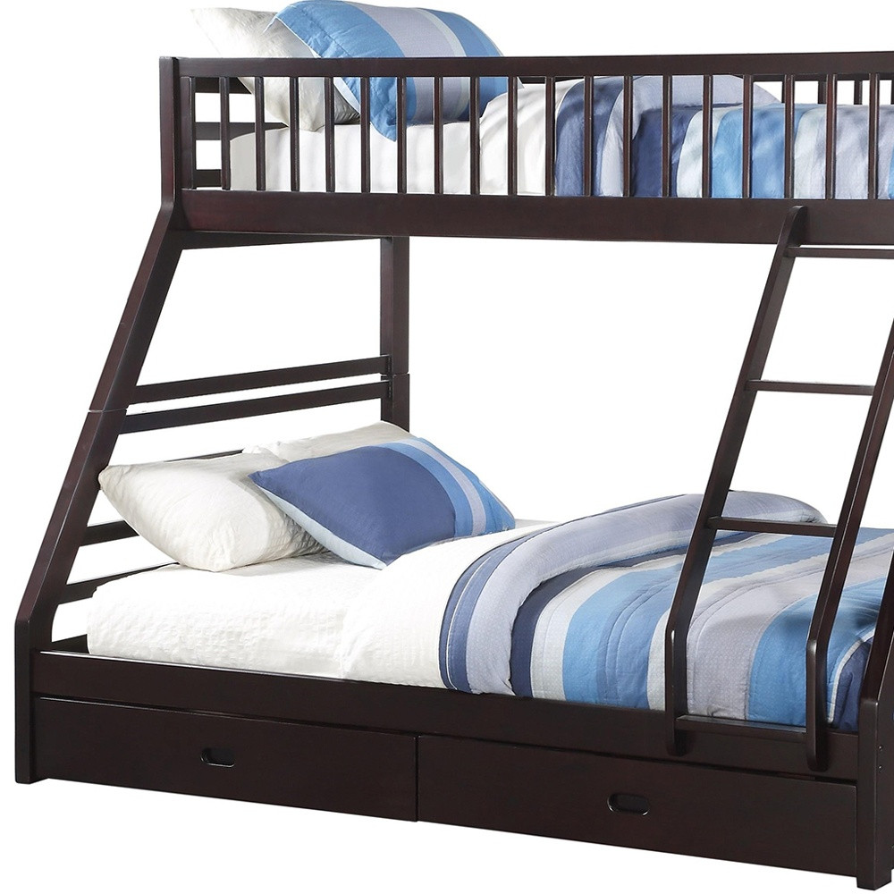 Espresso Twin Over Queen Solid Wood Bunk Bed With Storage - Image 5