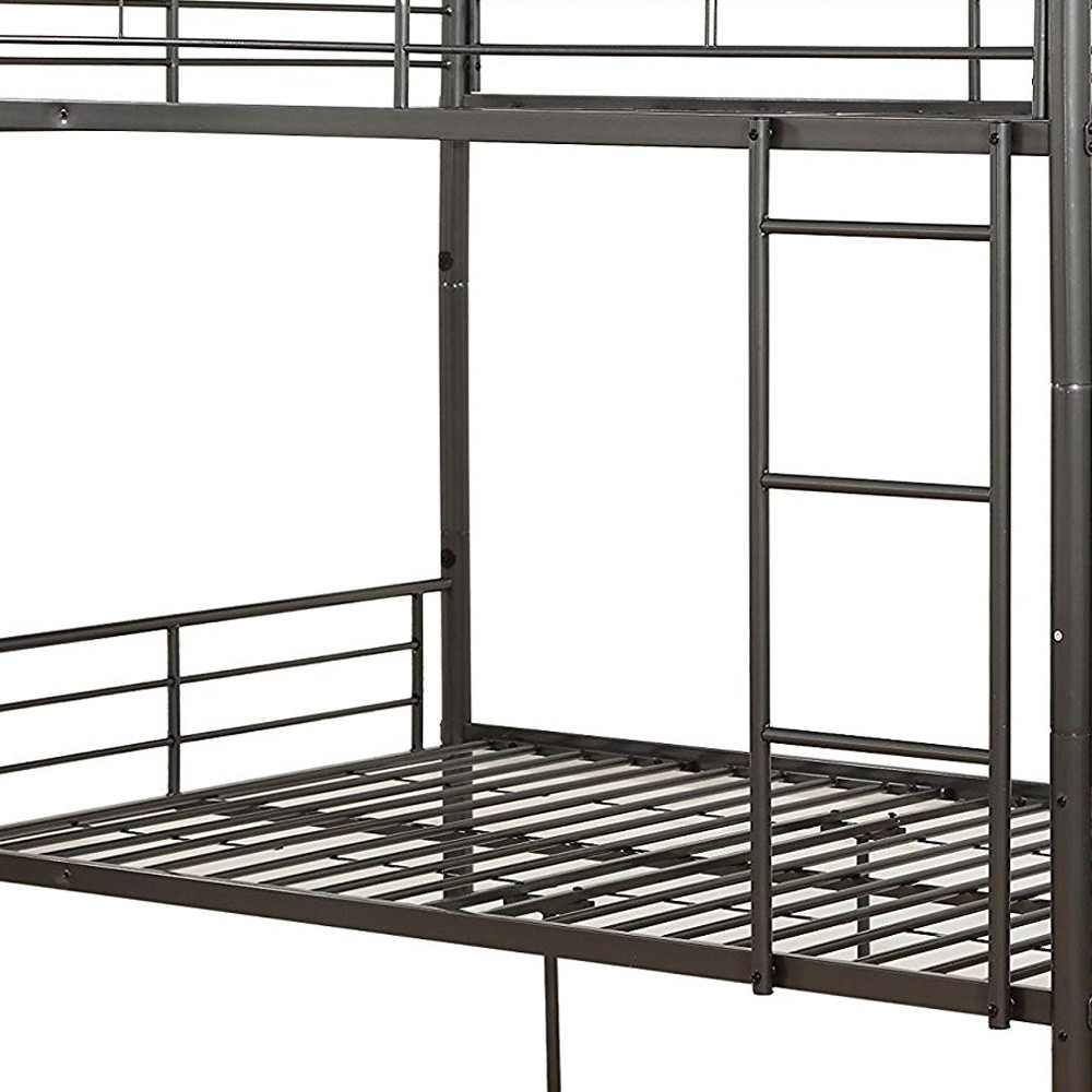 79" X 57" X 65" Gunmetal Metal Tube Full Over Full Bunk Bed - Image 4