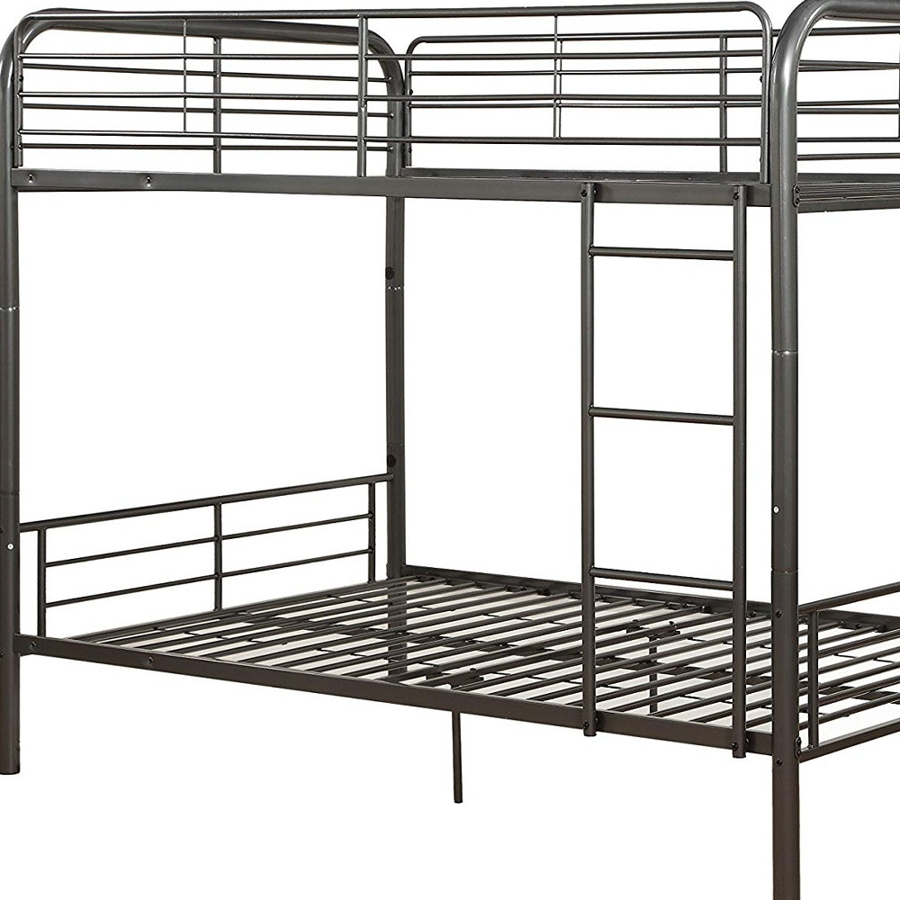 79" X 57" X 65" Gunmetal Metal Tube Full Over Full Bunk Bed - Image 5