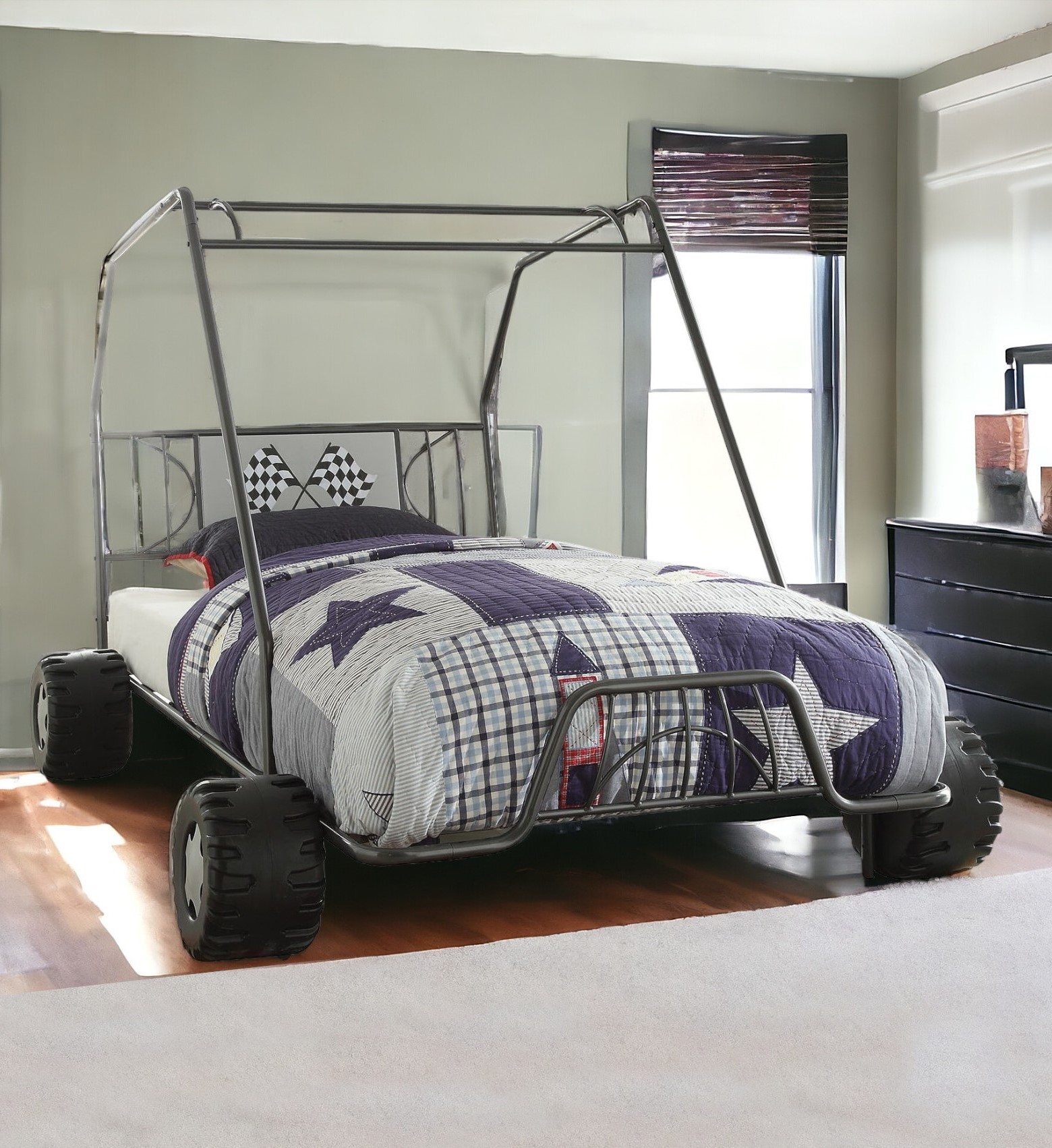 Gunmetal Steel Twin Bed Frame - Image 2