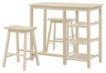 43" Three Piece Beige Solid Wood Rectangular Bar Table