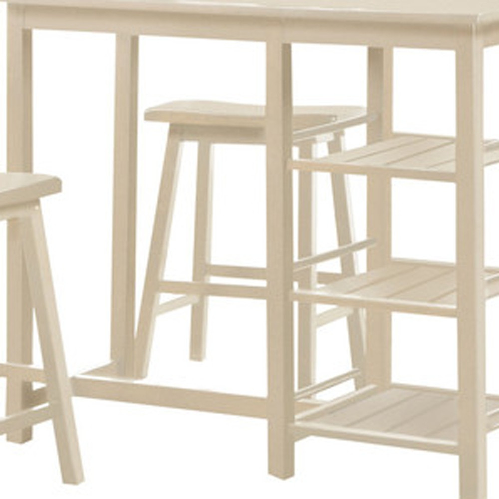 43" Three Piece Beige Solid Wood Rectangular Bar Table - Image 5