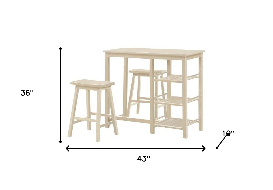 43" Three Piece Beige Solid Wood Rectangular Bar Table - Image 7