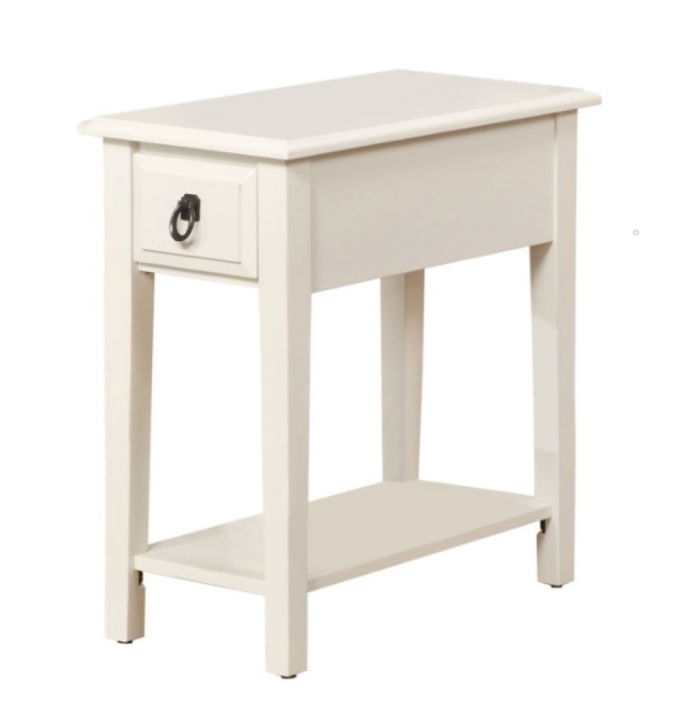 23" White Wood End Table With Drawer And Magazine Holder - Image 2