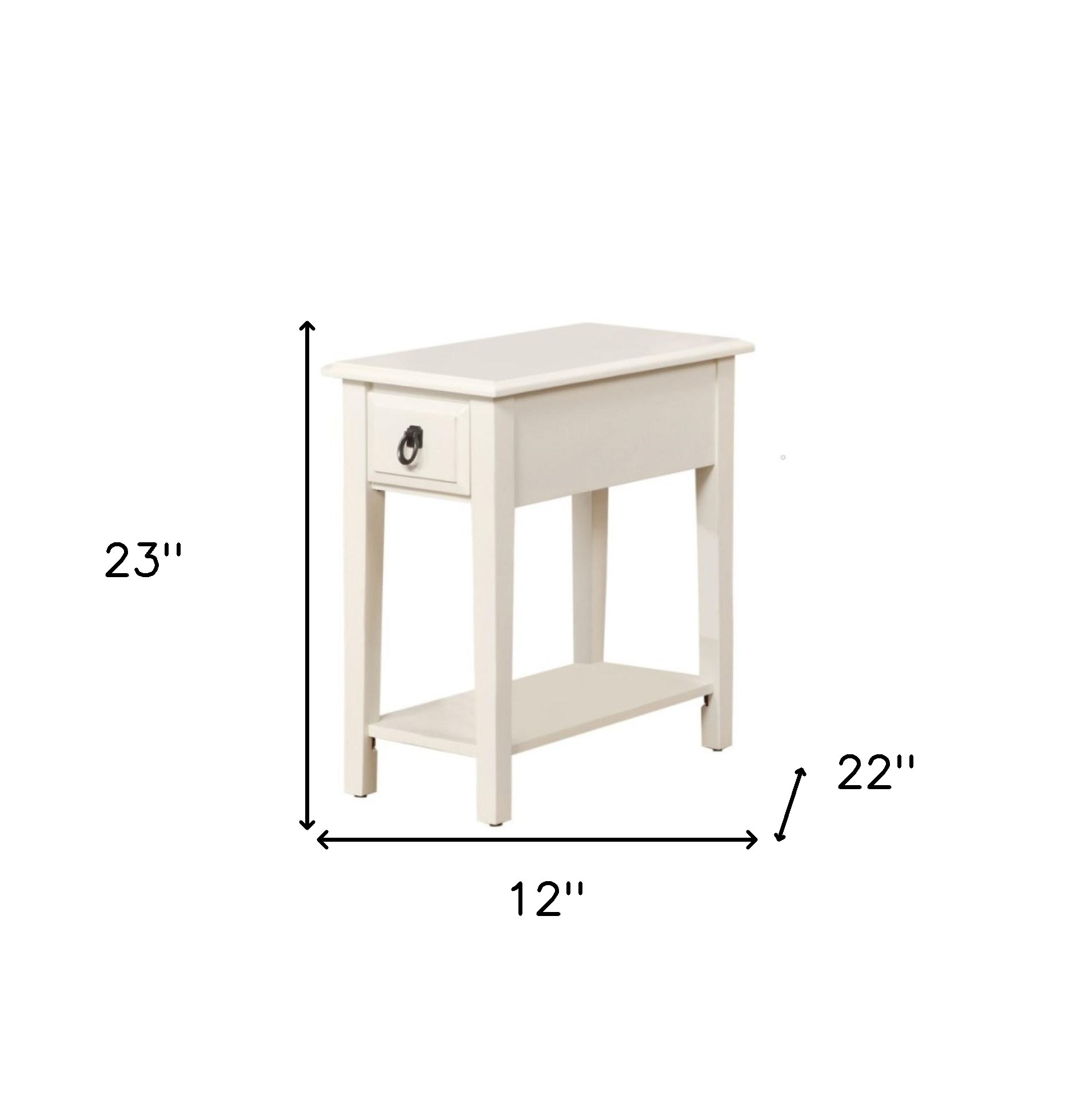 23" White Wood End Table With Drawer And Magazine Holder - Image 4