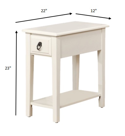 23" White Wood End Table With Drawer And Magazine Holder - Image 5