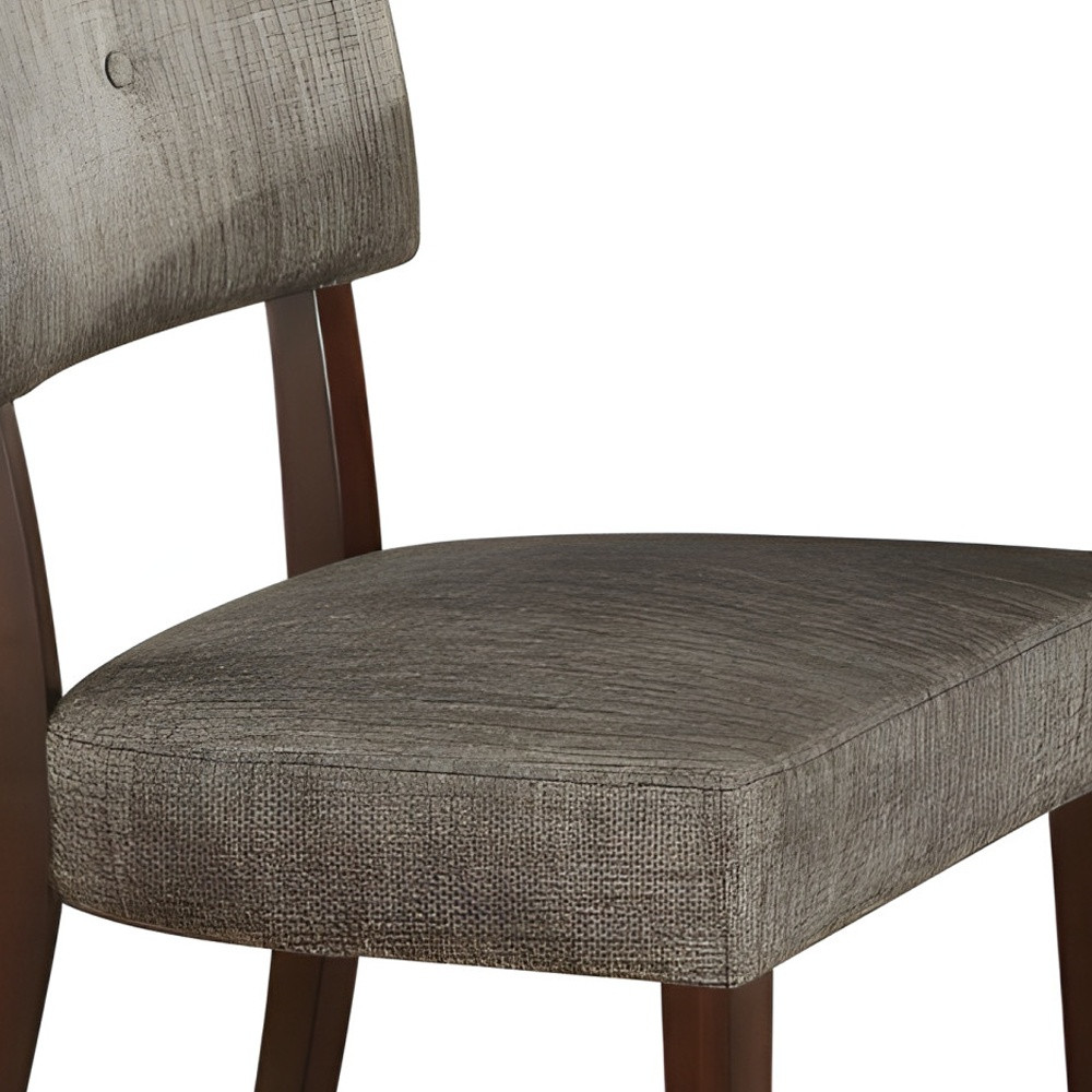 Set of Two Tufted Gray And Brown Upholstered Fabric Open Back Dining Side Chairs - Image 4