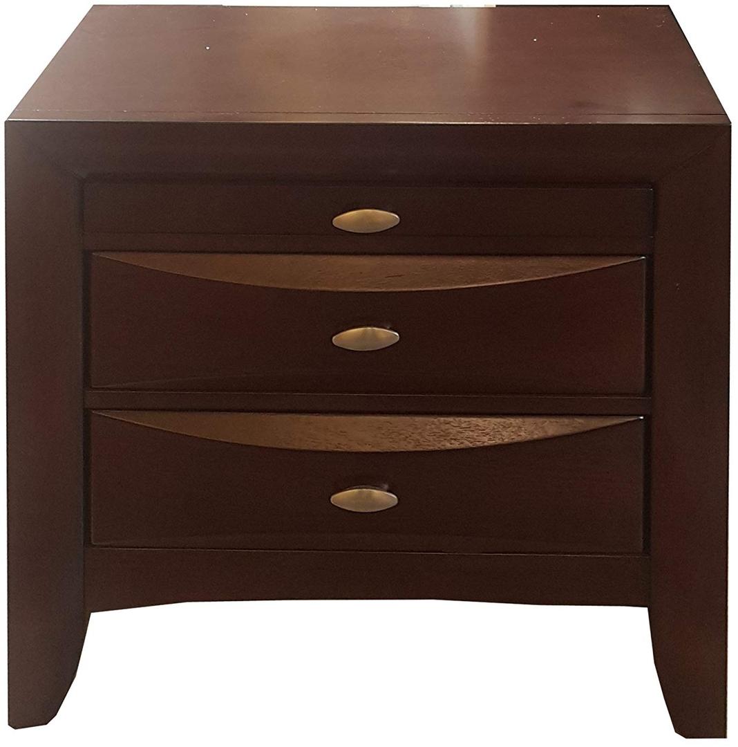 25" Espresso Three Drawers Solid Wood Nightstand - Image 2