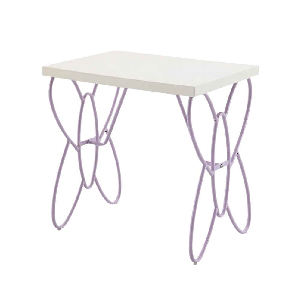 22" Lilac Steel and Wood Nightstand - Image 3