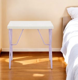22" Lilac Steel and Wood Nightstand